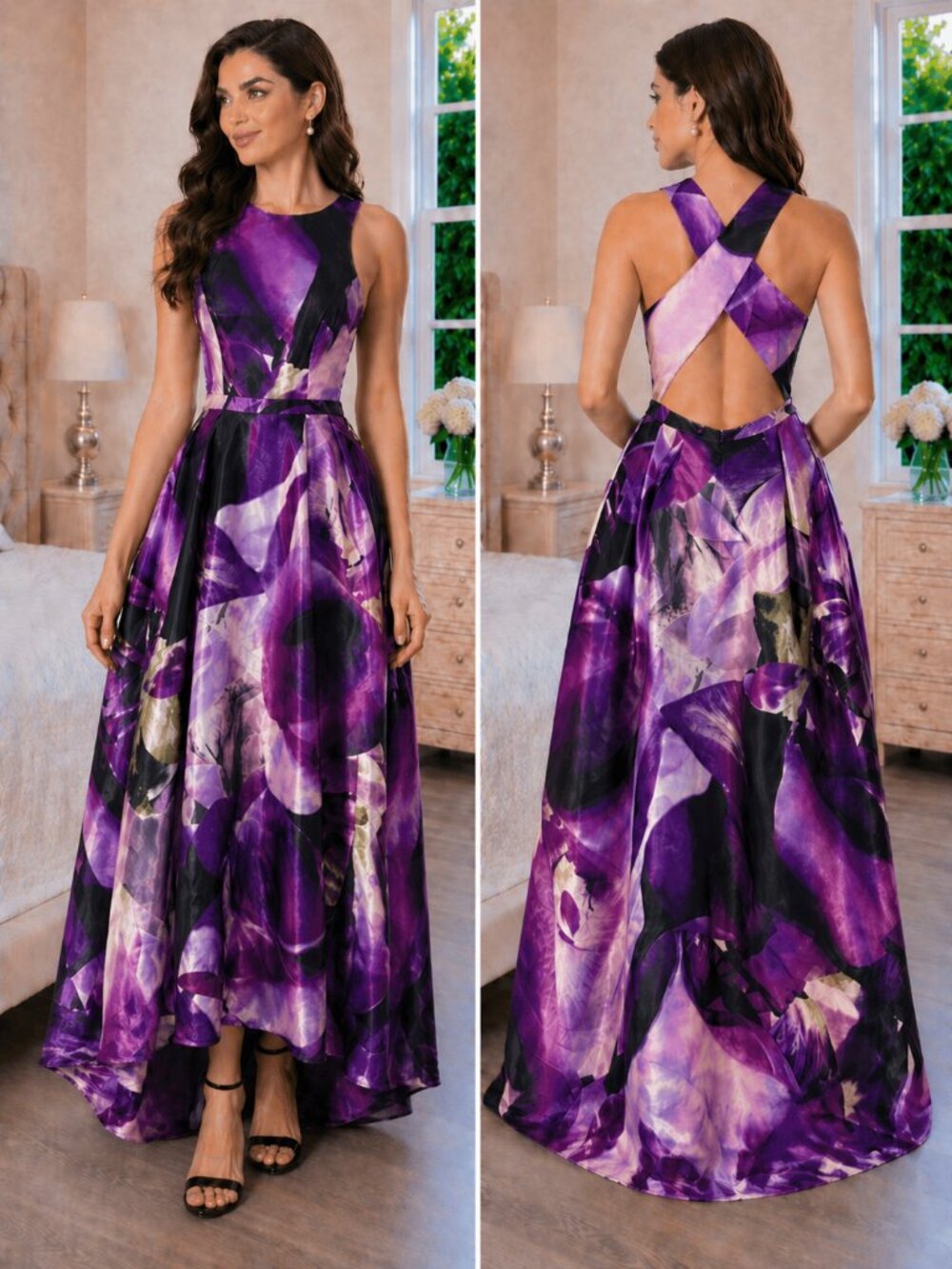 Monique Lhuillier Fuchsia Pink Purple Formal Gown $698